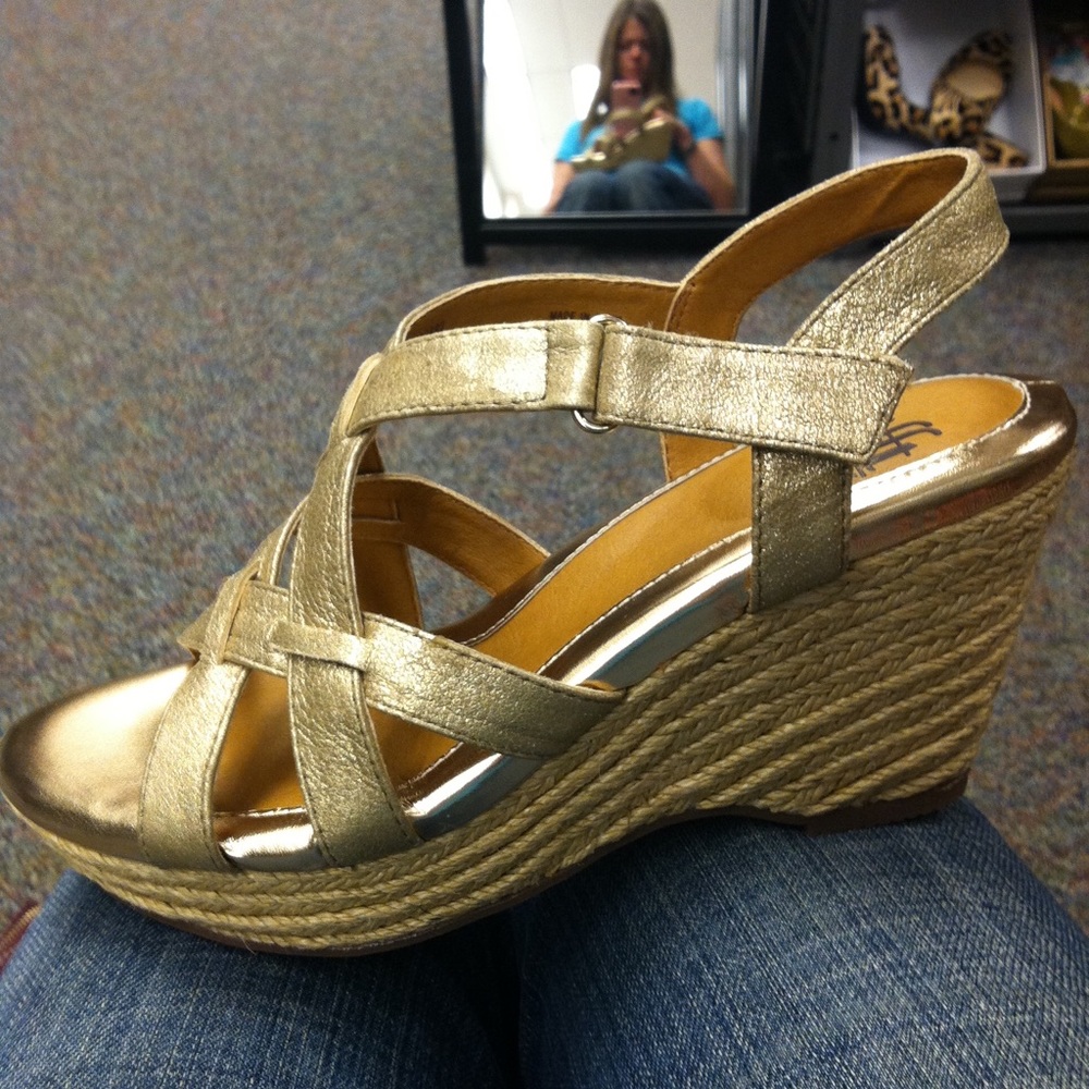 Gold leather espadrilles